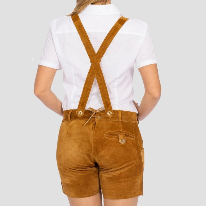 Celebrate in style with traditional women’s lederhosen. The hand-stitched details offer an authentic, elegant touch, perfect for Oktoberfest and other cultural events.