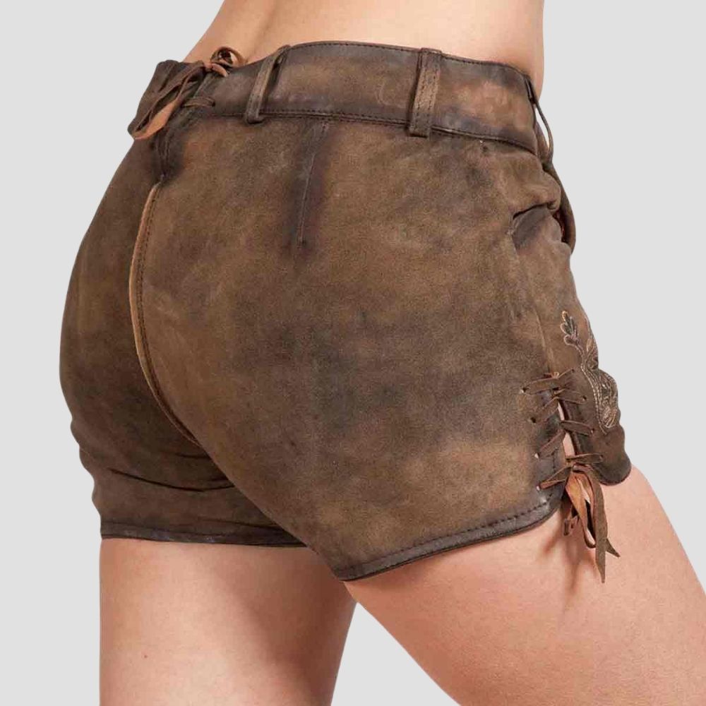These stylish women’s lederhosen offer a trendy update to traditional Oktoberfest fashion. Designed for a fashionable yet authentic look at cultural events.