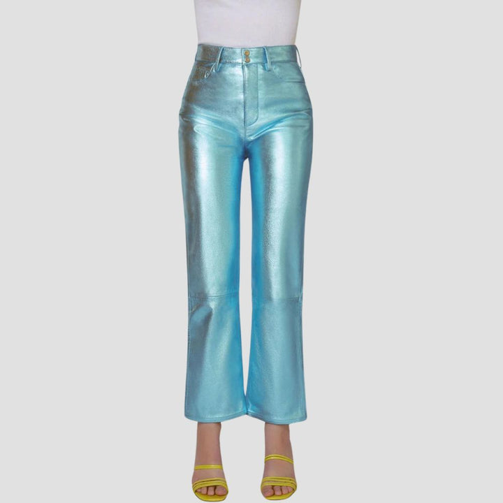 Step up your fashion game with these high-quality women’s metallic leather pants.