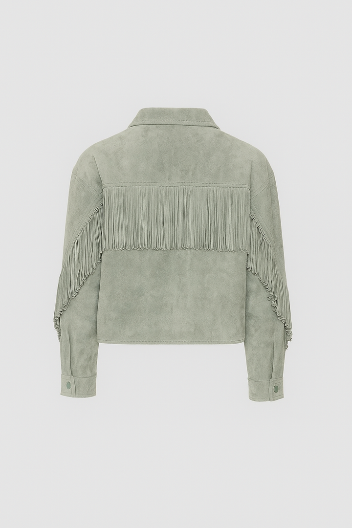 Suede Leather Fringed Jacket For Women With A Western Fashion