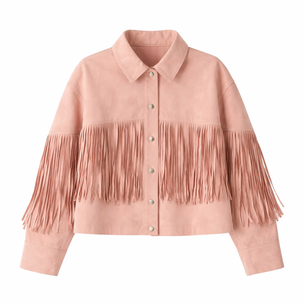 Pink suede western jacket with classic western styling