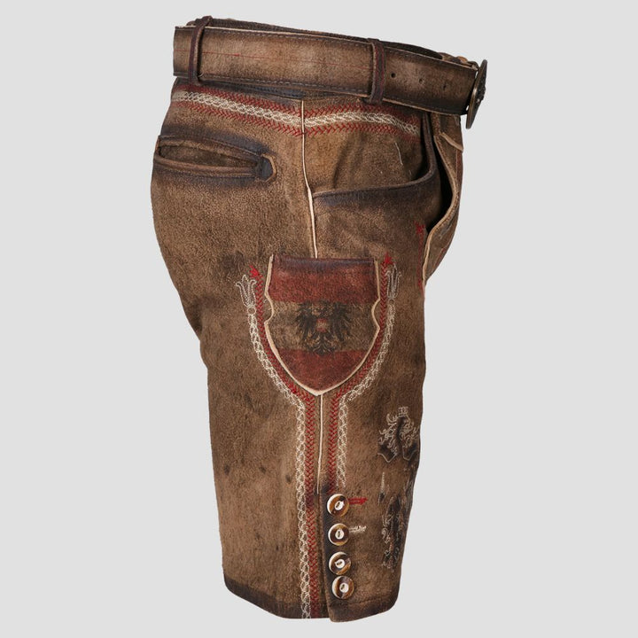 These men’s brown Lederhosen are the perfect choice for adding a touch of color and tradition to any cultural celebration.