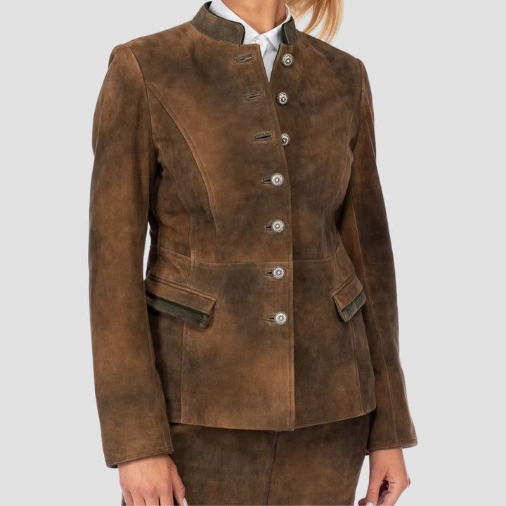  Shop handcrafted women’s suede Trachten jackets for chic warmth. Perfectly designed for both style and comfort, offering a sophisticated touch to your festive attire.