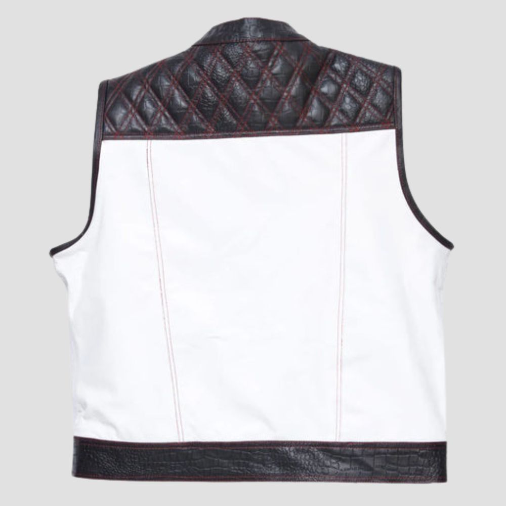Enhance your biker wardrobe with this high-quality quilted leather vest, tailored for a sharp, modern look.