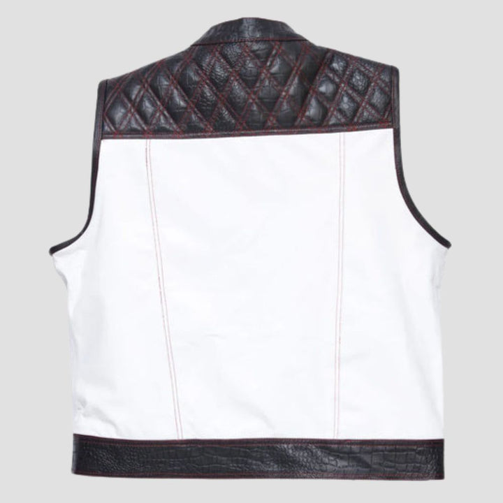 Enhance your biker wardrobe with this high-quality quilted leather vest, tailored for a sharp, modern look.