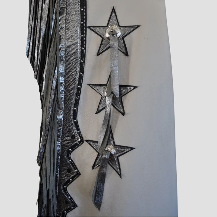 Embrace Western elegance with our leather rodeo chaps, crafted with chic fringe accents for a standout style.