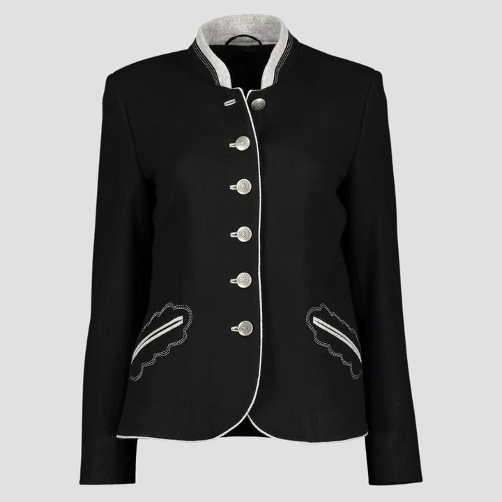 Shop trendy women’s wool Trachten coat for German heritage events. Combining tradition with a modern twist, this coat is perfect for cultural celebrations.