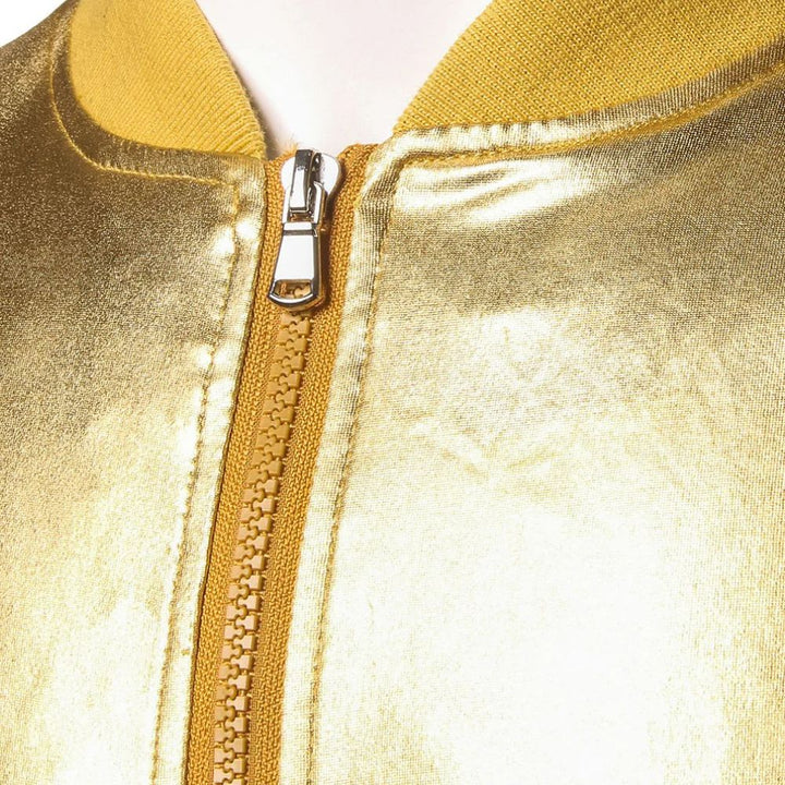 Unleash your unique style with this futuristic silver metallic jacket, perfect for contemporary urban fashion.
