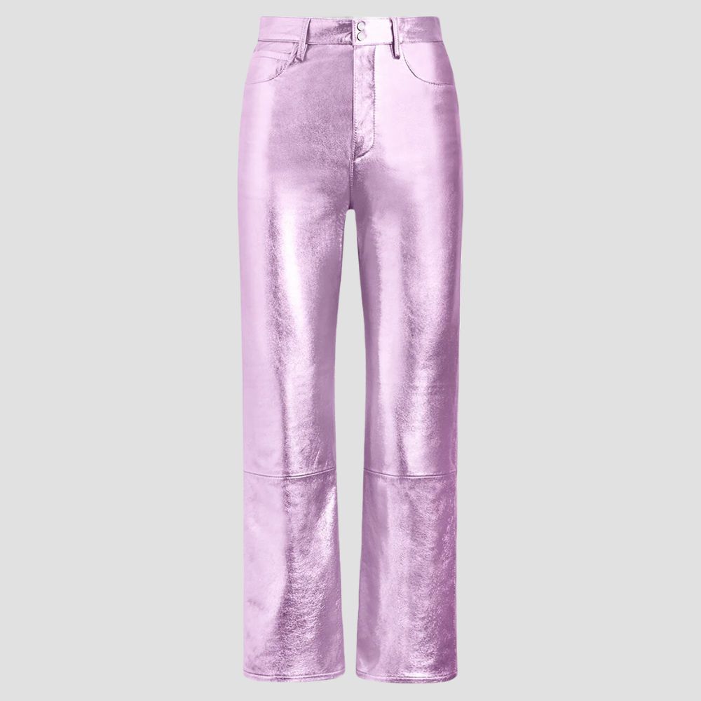 These urban pink metallic pants for ladies bring trendy fashion to the forefront. A striking, shimmering design that offers comfort and style in one chic piece.