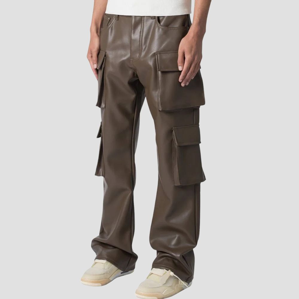 With their rugged charm, these leather cargo pants offer the perfect mix of versatility and street style.