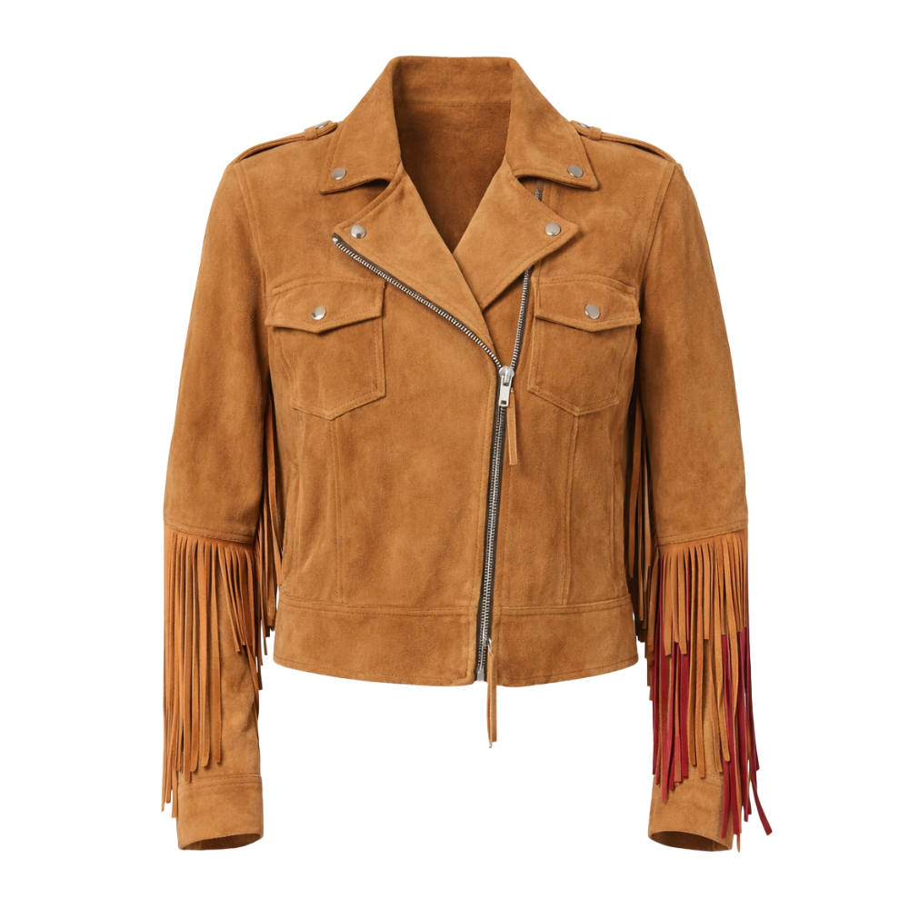 Western style brown fringed suede jacket 