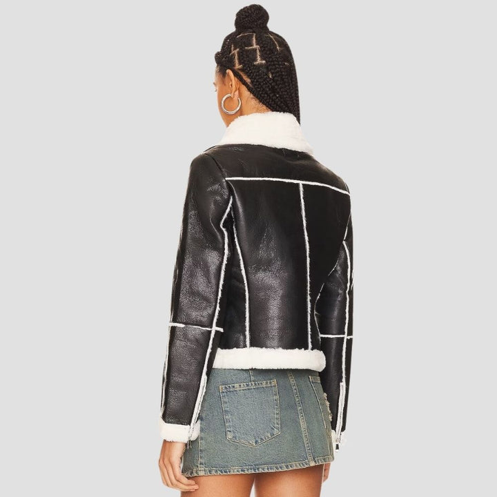Add elegance to your winter wardrobe with this women’s fur leather jacket. Ideal for versatile cold weather fashion, it combines fur warmth with leather durability.