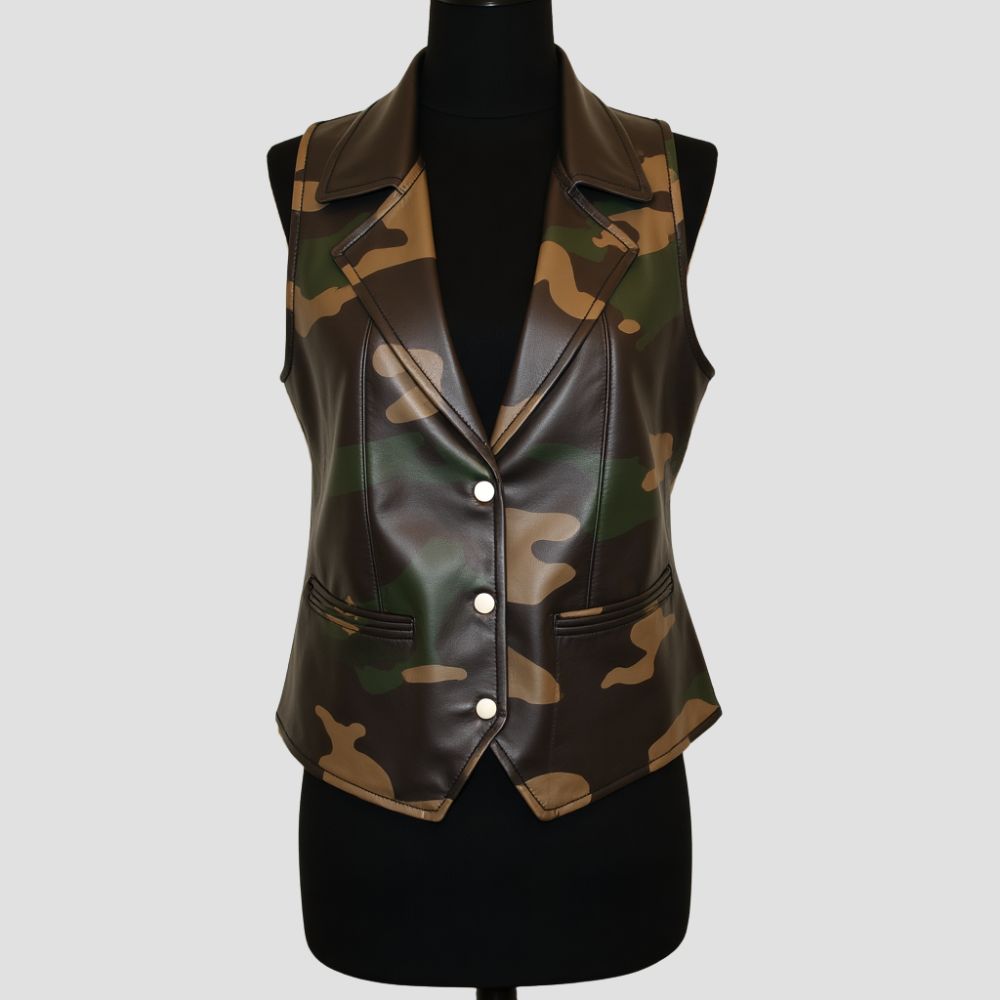 ladies leather vest for biker fashion