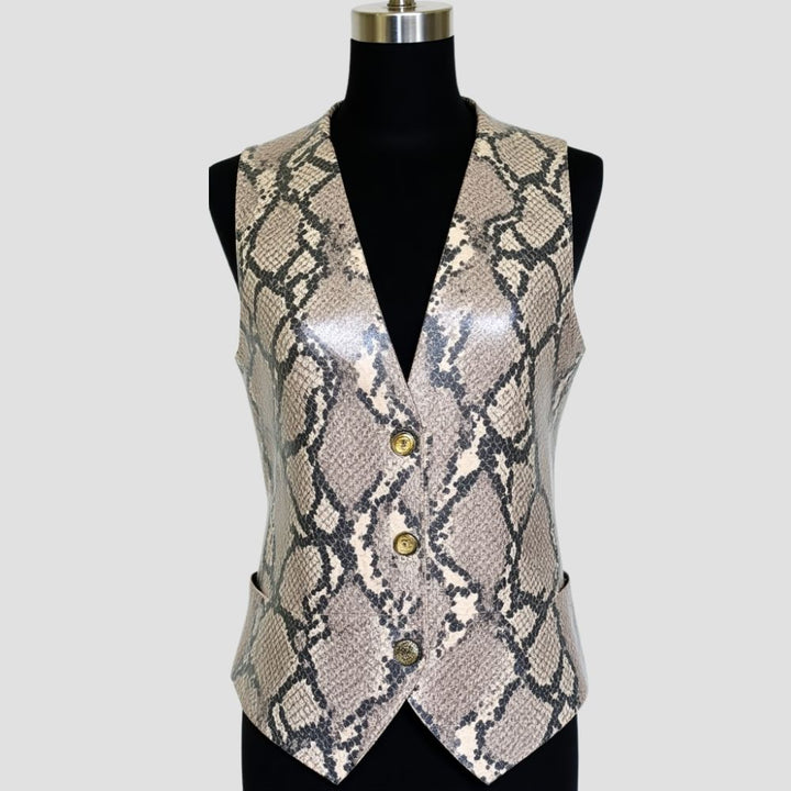 snakeskin leather vest for men