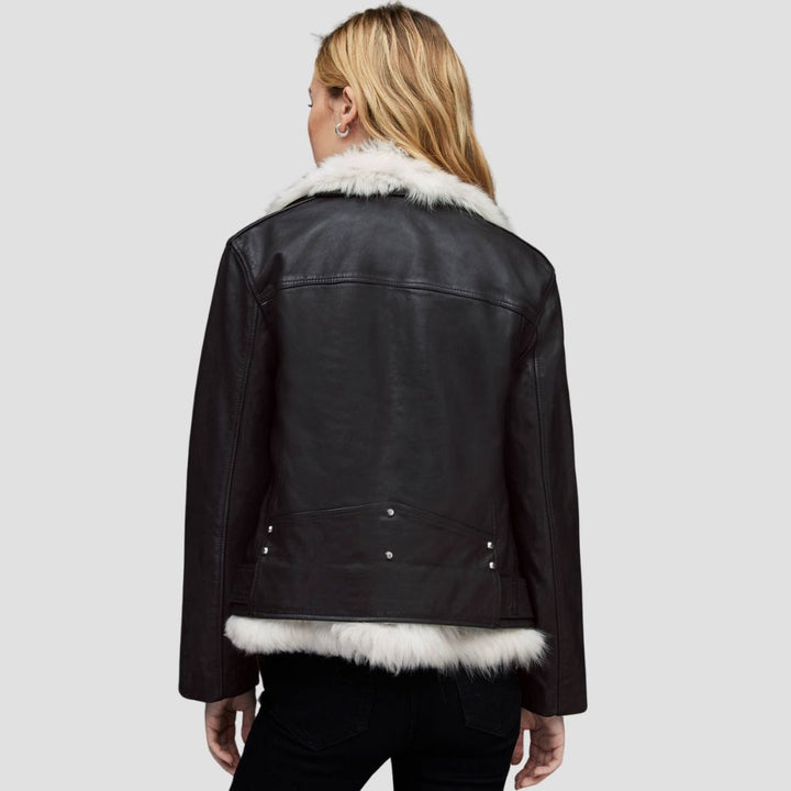 Discover a premium fur leather jacket for women’s stylish winter wear. The luxurious fur accents and quality leather make it the perfect blend of warmth, comfort, and winter style.