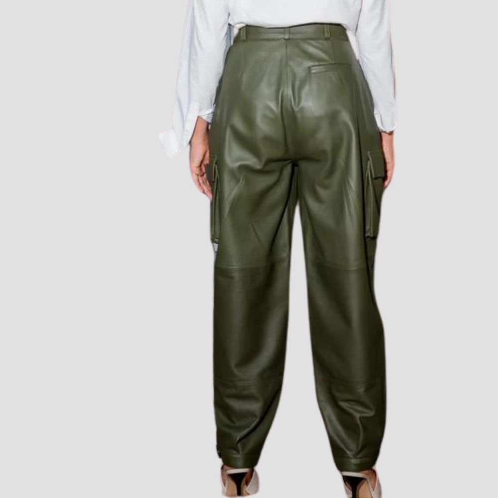 A perfect combination of comfort, practicality, and chic style—these cargo leather pants are ideal for everyday wear.