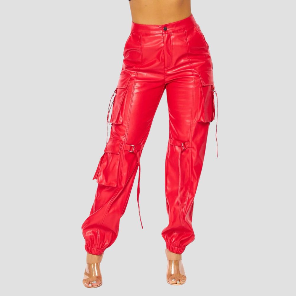 Perfect for those who love a combination of comfort and trendy street style – these cargo leather pants are a must-have