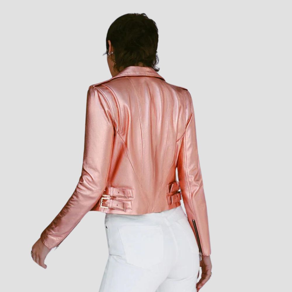 Make a statement with women’s biker metallic jackets. With metallic accents and biker-inspired design, these jackets embody the latest fashion trends for a bold, stylish look.