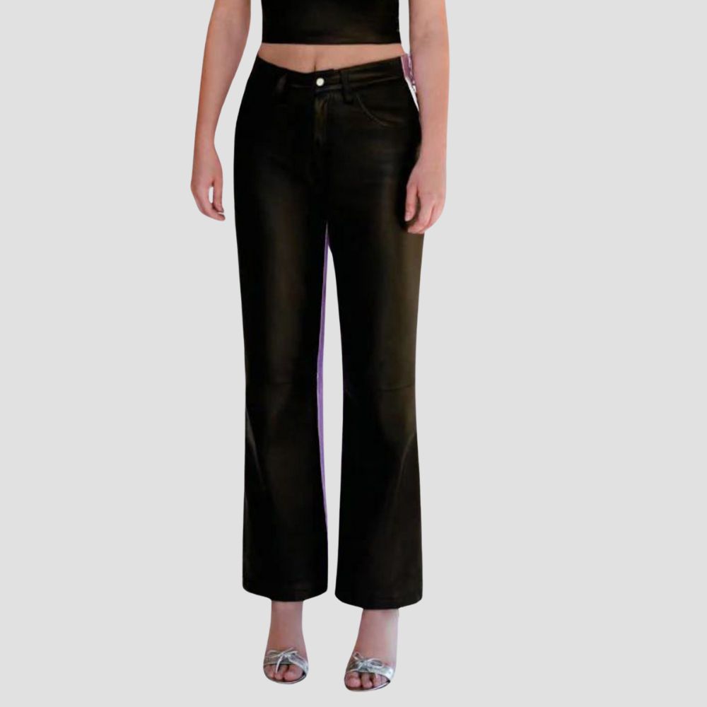 Elevate your fashion game with these edgy and modern metallic leather pants for women.