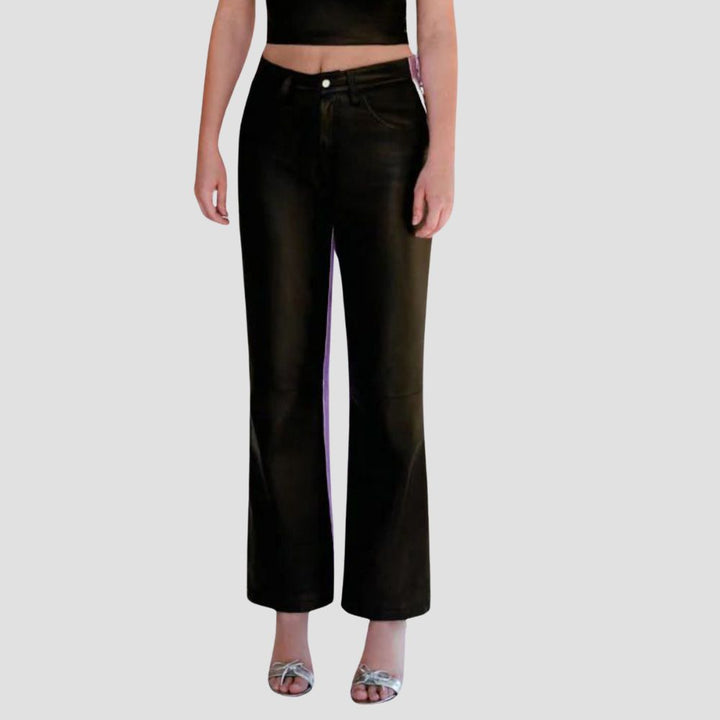 Elevate your fashion game with these edgy and modern metallic leather pants for women.