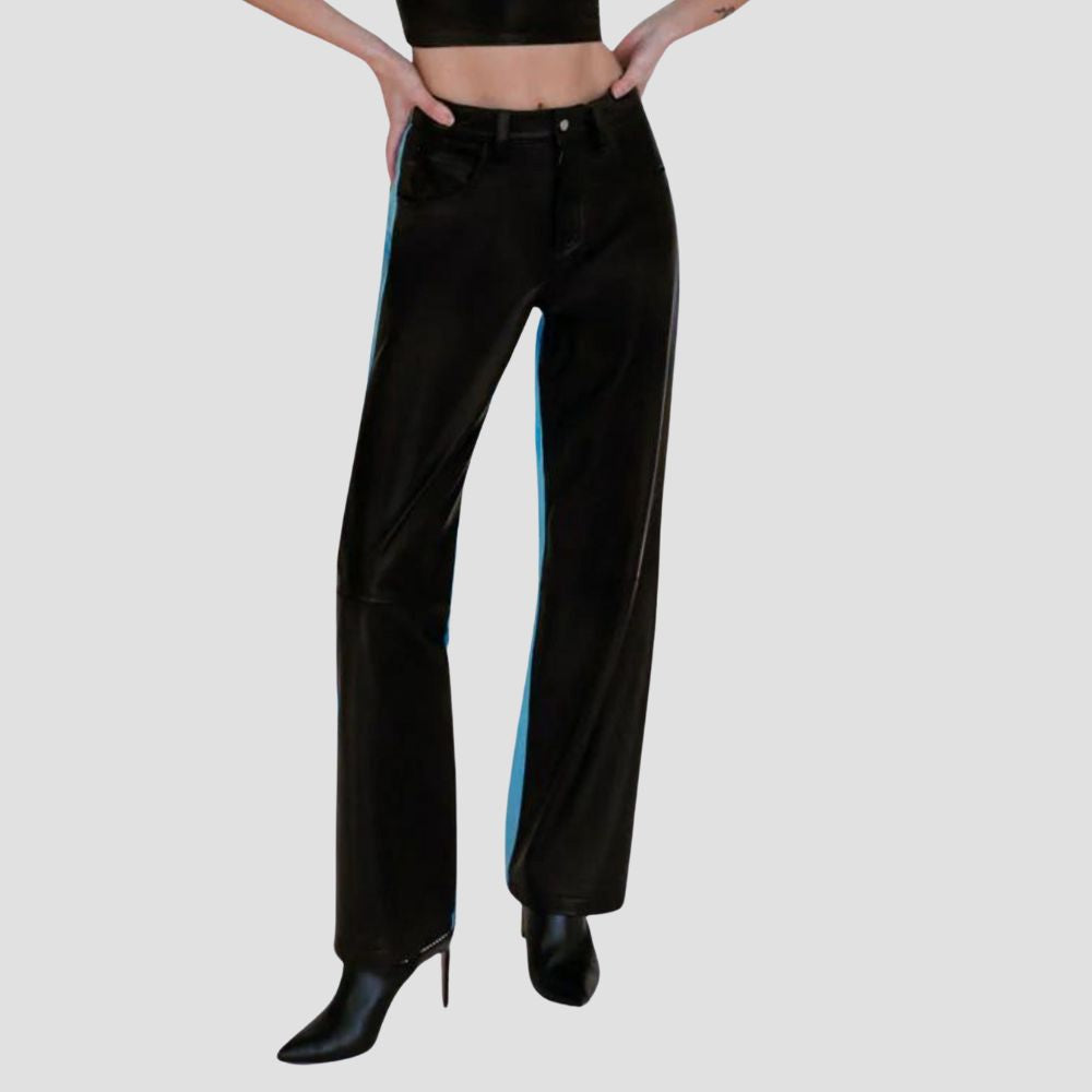 These stylish metallic leather pants are perfect for bold and trendy streetwear.