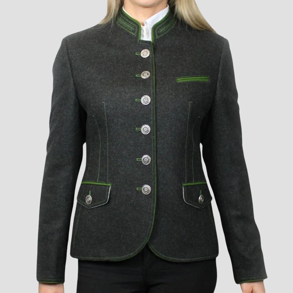 Shop women’s wool Trachten coat for Oktoberfest and winter fashion. Designed with warmth and tradition, it’s perfect for festive occasions and cold-weather style.
